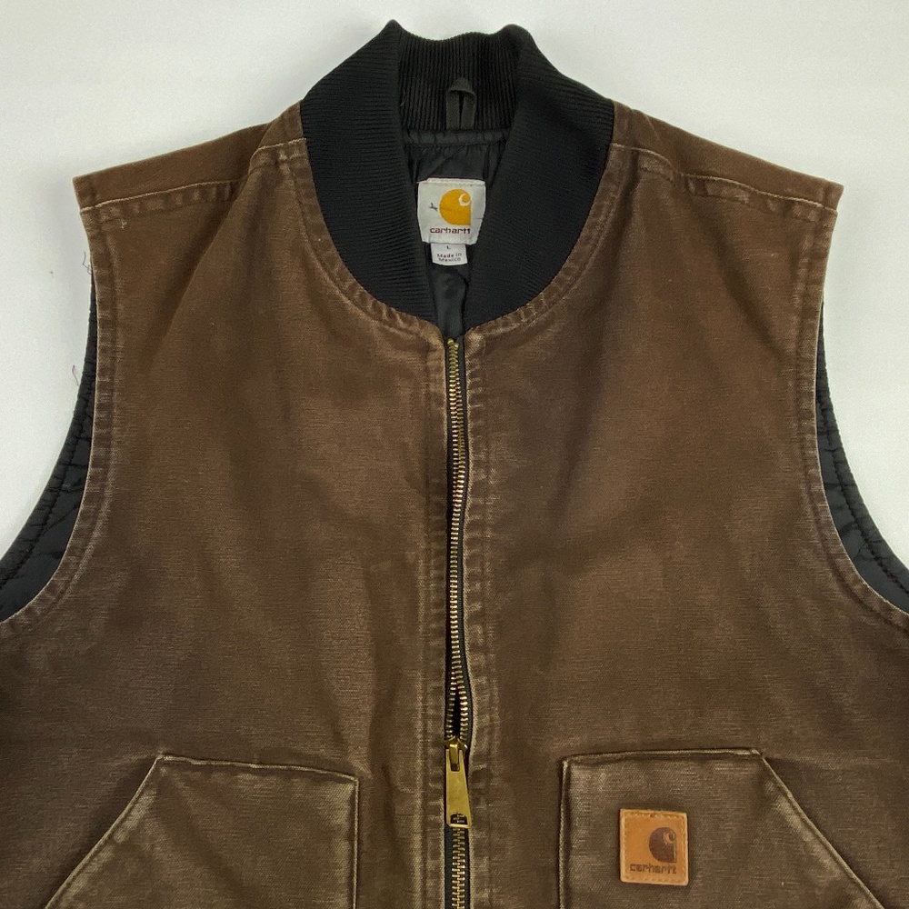 Vintage Carhartt Vest Quilt Lined Brown